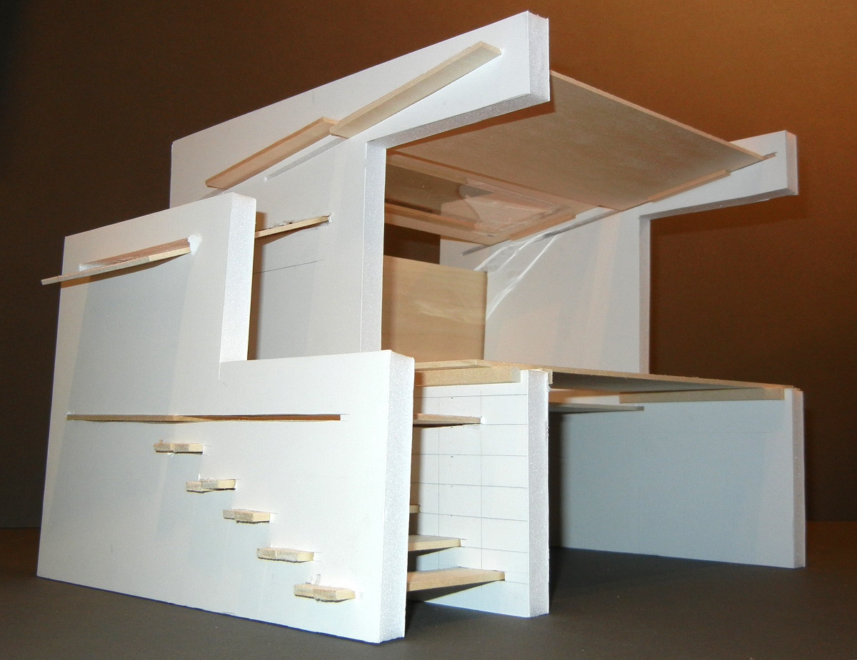 architectural model made of paper and wood