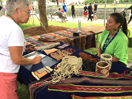 Elizabeth James Perry discussing Wampanoag weaving traditions