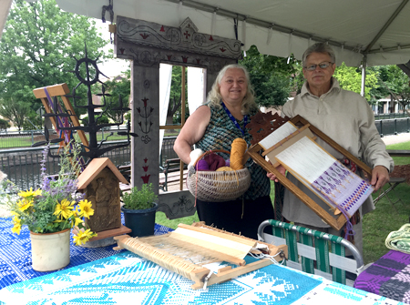 Jonas Stundzia (right) with friend Irene Malasaukas, who demonstrated Lithuanian pickle making in the Foodways tent